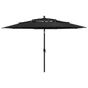 Ombrellone da giardino a 3 livelli con palo in alluminio nero da 3,5 m 02_0008760