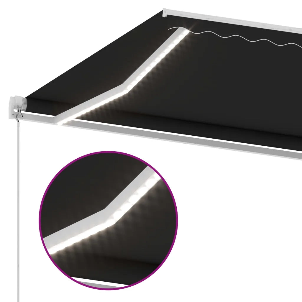 Tenda da Sole Retrattile Manuale con LED 600x350 cm Antracite 3069684
