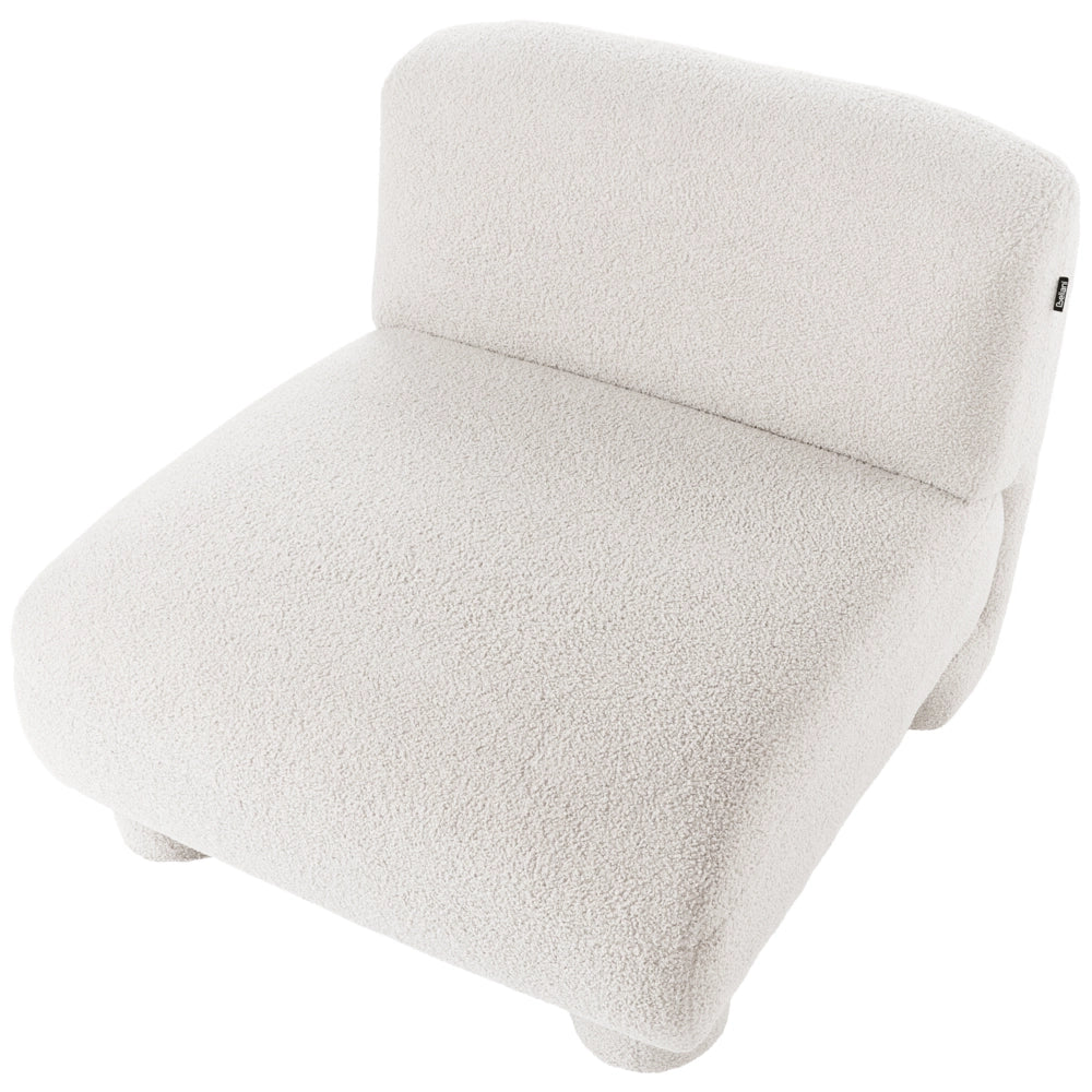 Poltrona modulare Bouclé a 1 posto, profilo ribassato senza braccioli colore bianco sporco