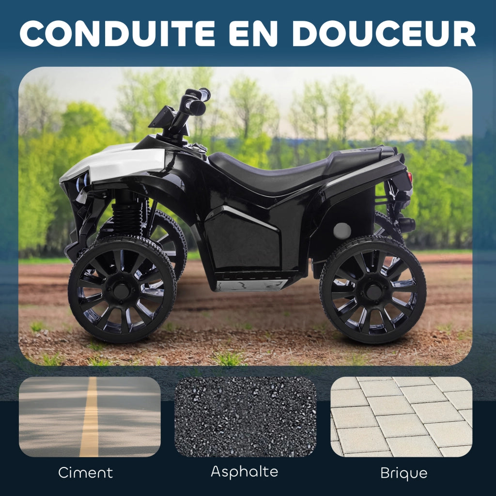 Auto Elettrica Bambini ATV 6V ¨C zephmum ¨C Bianco 70x42x45 cm con LED