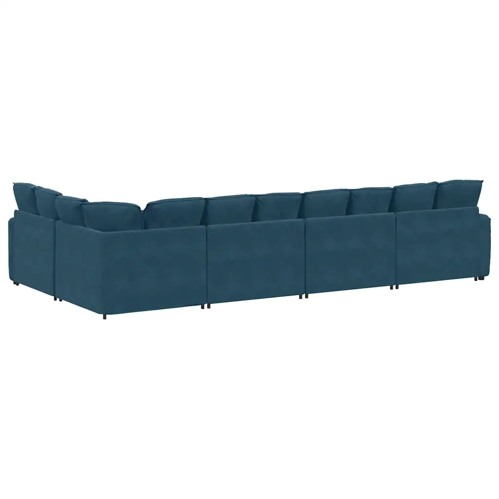 vidaXL Divano Modulare con Cuscini in Velluto Blu
