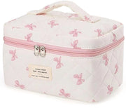 Borsa di Trucco Grande per Viaggio - Organizzatore per Cosmetici - Disegno di Tessuto a Maglia - 25 cm x 16 cm x 16 cm