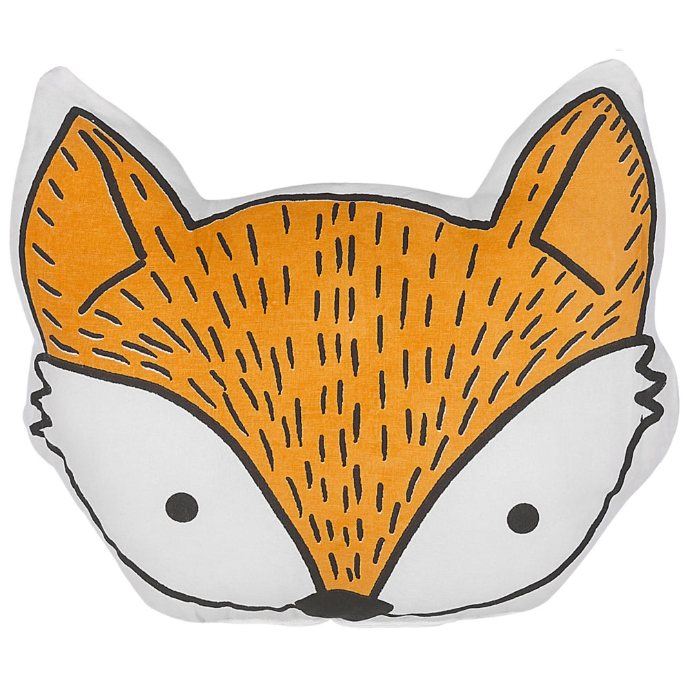 Set di 2 cuscini per bambini in cotone arancione 50 x 40 cm a forma di volpe decorativi per la cameretta con stampa di animale