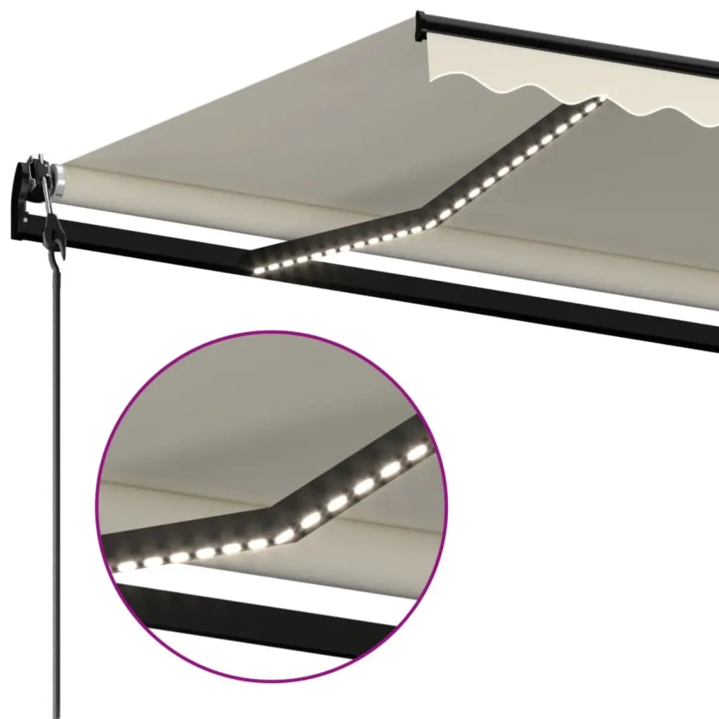 Tenda Automatica con Sensore Vento e LED 600x350 cm Crema 3069252