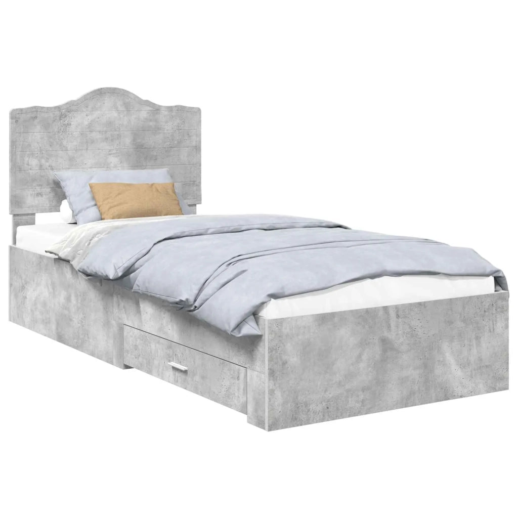 Struttura del letto con testiera-Giroletto con Testiera Grigio cemento 90 x 190 cm 782657