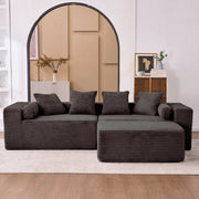 Divano modulare angolare con chaise; senza montaggio; tessuto nero