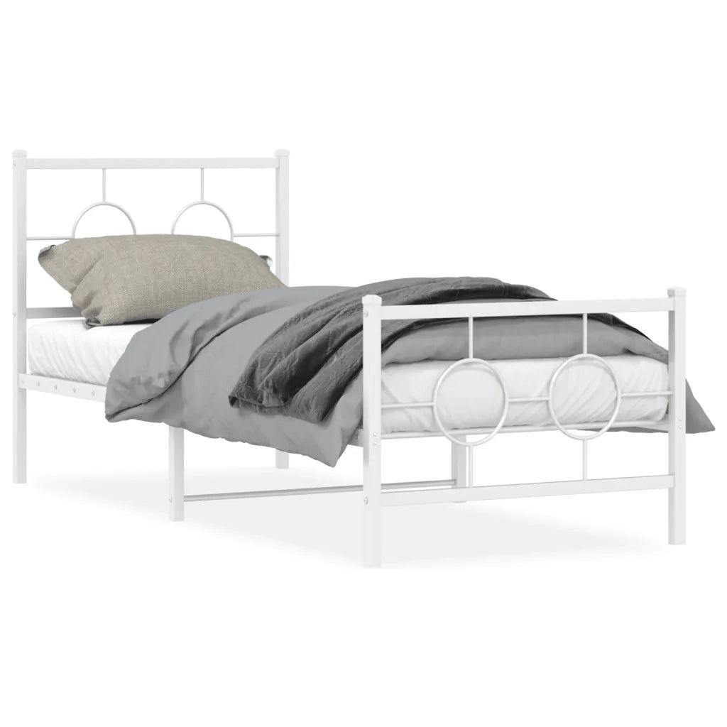 Giroletto con Testiera e Pediera-Struttura Letto Metallo Bianco 80x200 cm 661721