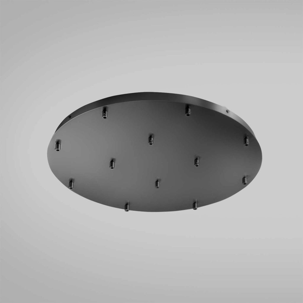 Rosone Tondo per Lampada a Sospensione OFELIA MINI B T/12 - 12 Fori, Metallo Finitura Nero Opaco con Kit Fissaggio e Morsettiera - Gea Luce