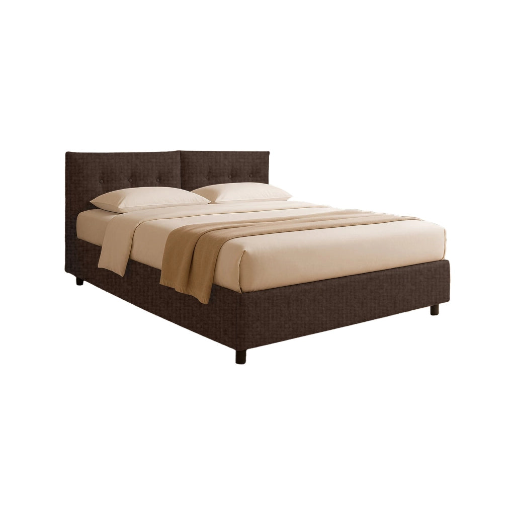 Leeds, Letto Piazza e Mezza Sfoderabile Made in Italy, Marrone