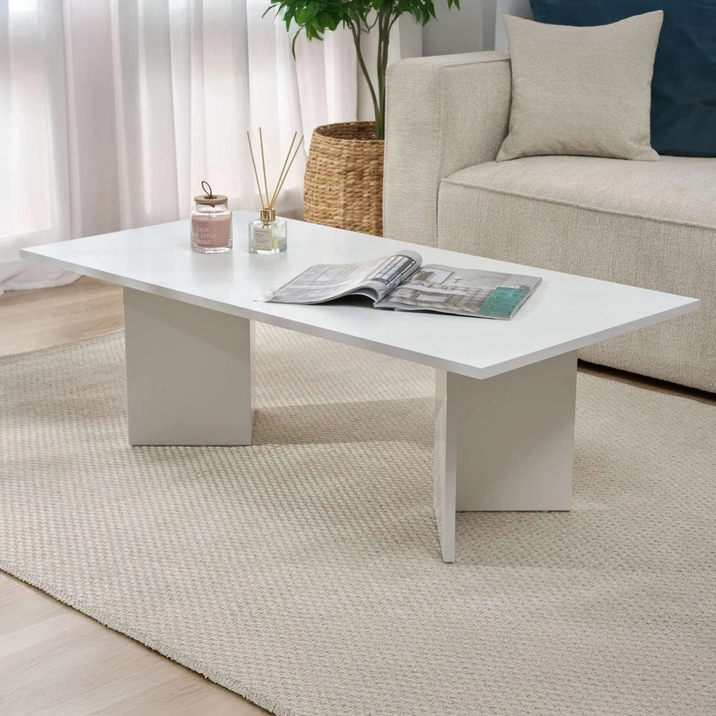 Turate, Tavolino da Salotto Forma Rettangolare, 119x60x40h cm Bianco