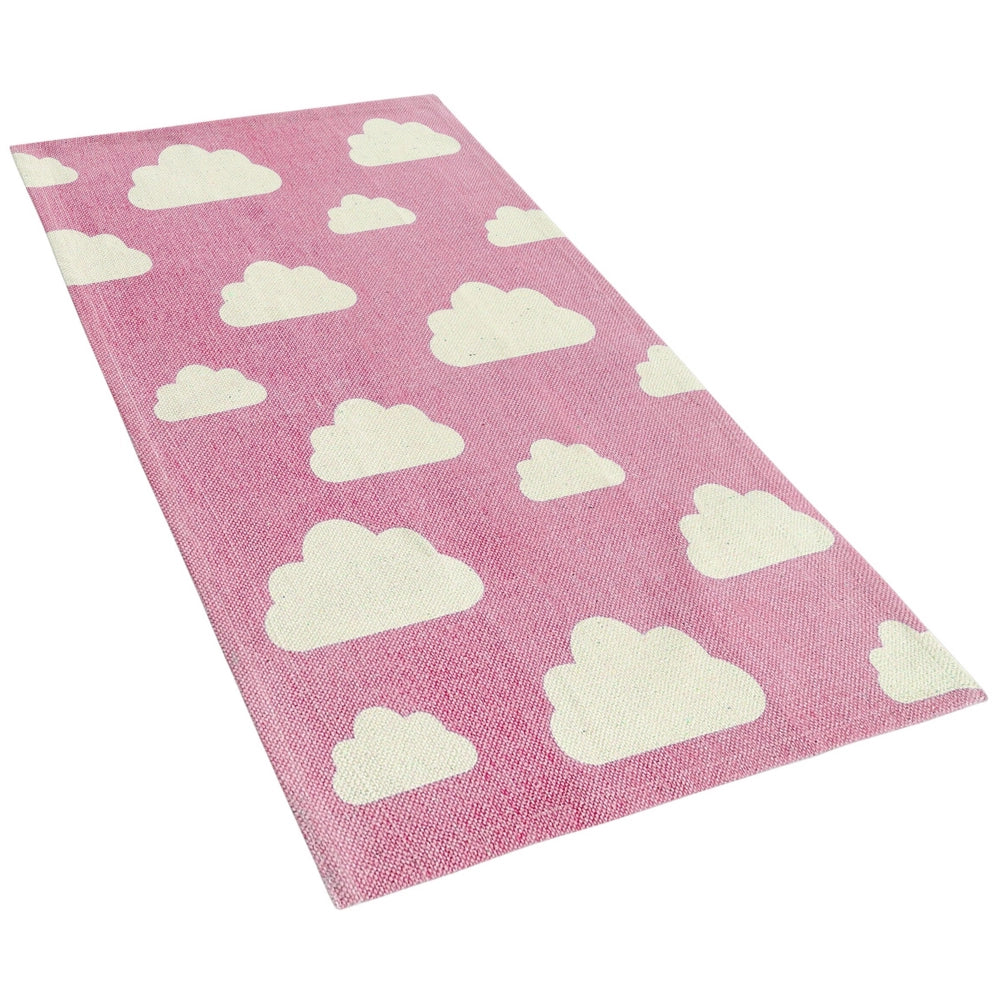 Tappeto ad tappetino Stampa Nuvola Rosa 60 x 90 cm passatoia a pelo corto per la sala giochi dei bambini