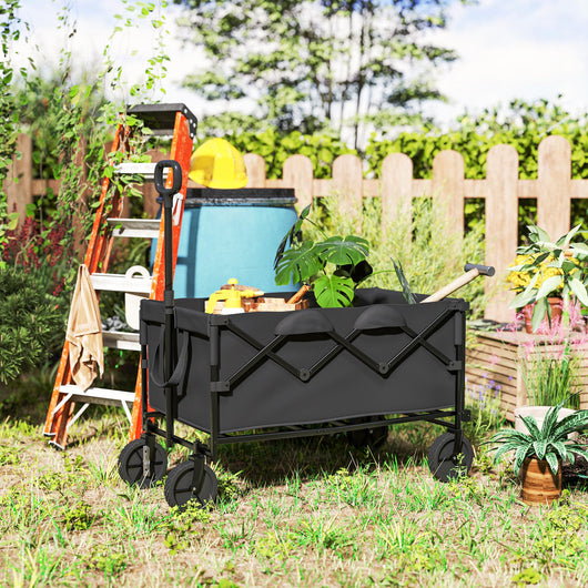 Carrello da Giardino 160L 95x55x102 cm Capacità 100 kg Pieghevole Nero