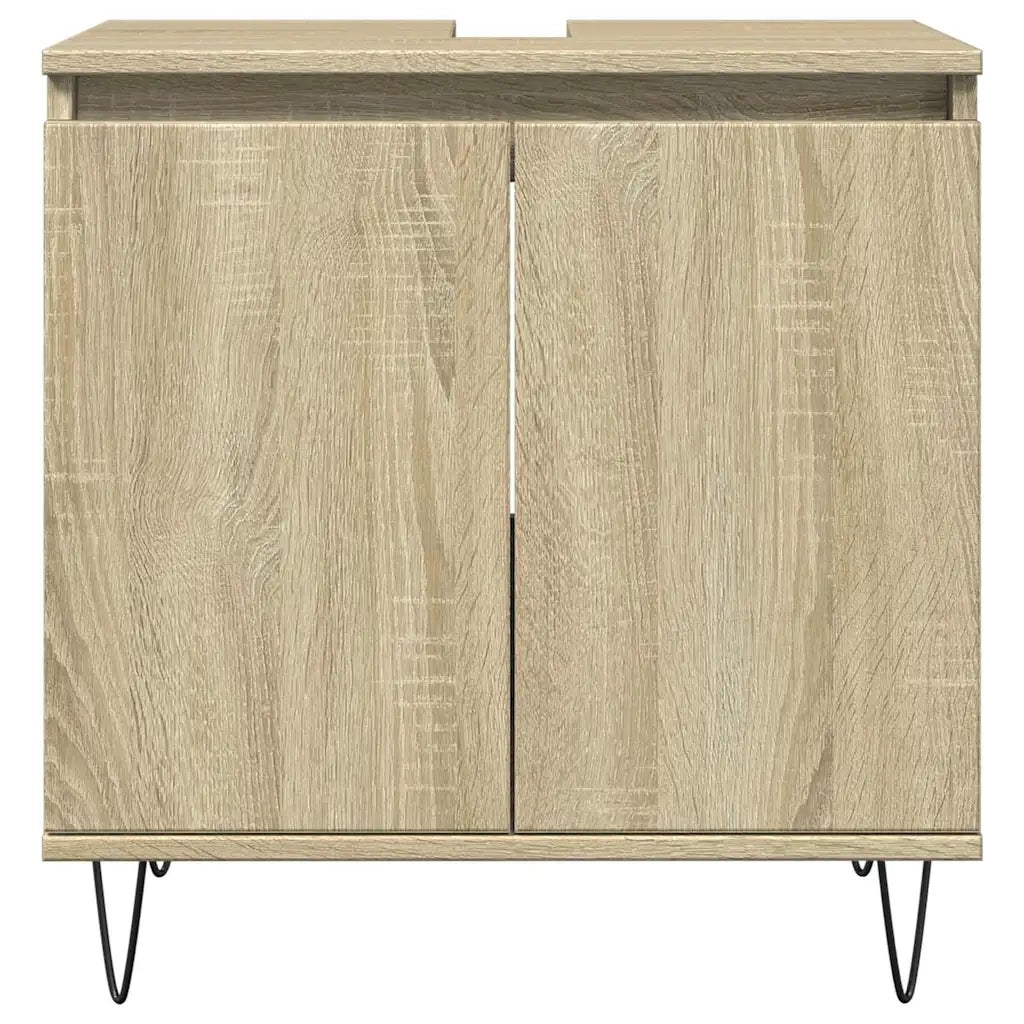 Set Mobili da Bagno 3 pz Rovere Sonoma in Legno Multistrato