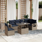 Set Divani da Giardino 7 pz con Cuscini Grigio in Polyrattan 3267941