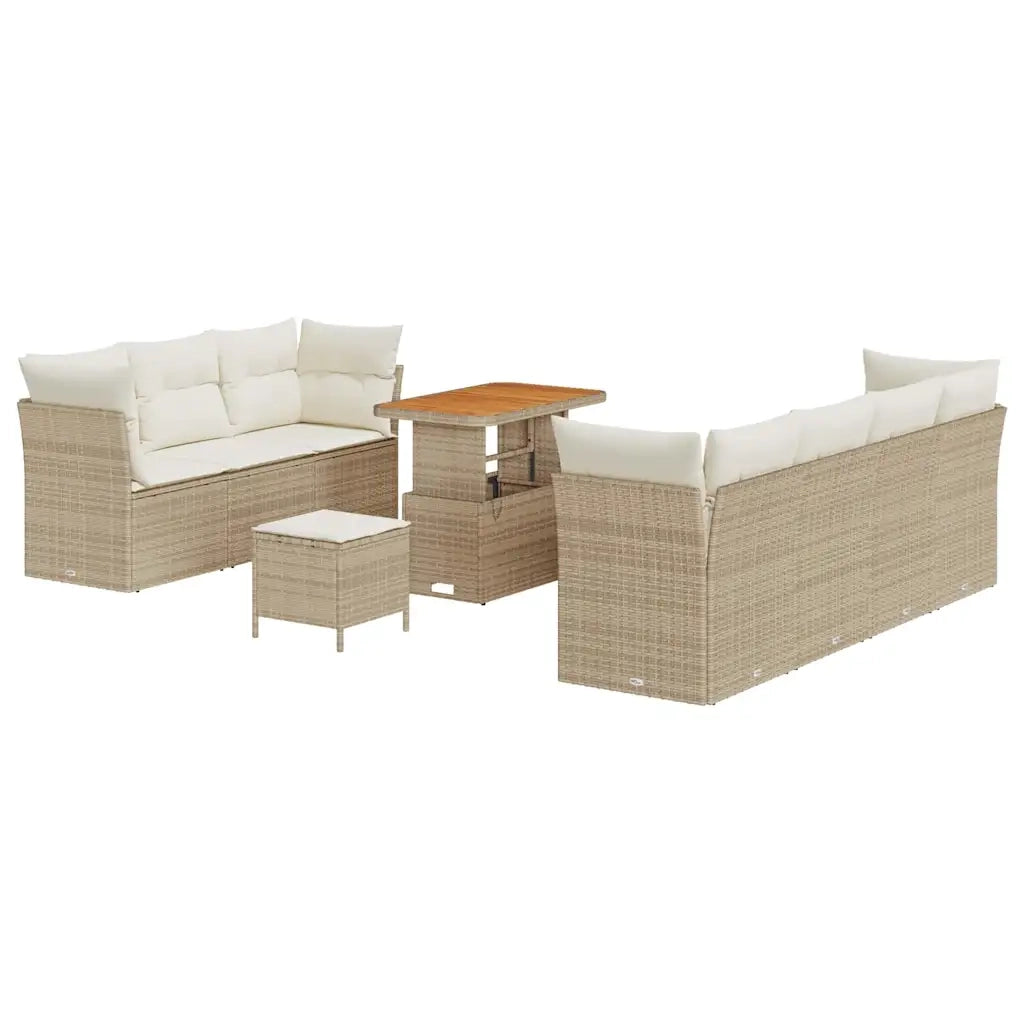 Set Divano da Giardino con cuscino 10 pcs beige e panna 3363401