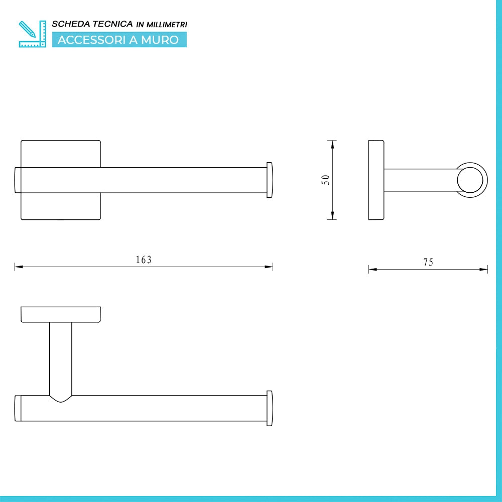 Set accessori a muro 6 pezzi in acciaio cromato e viti incluse  Easy