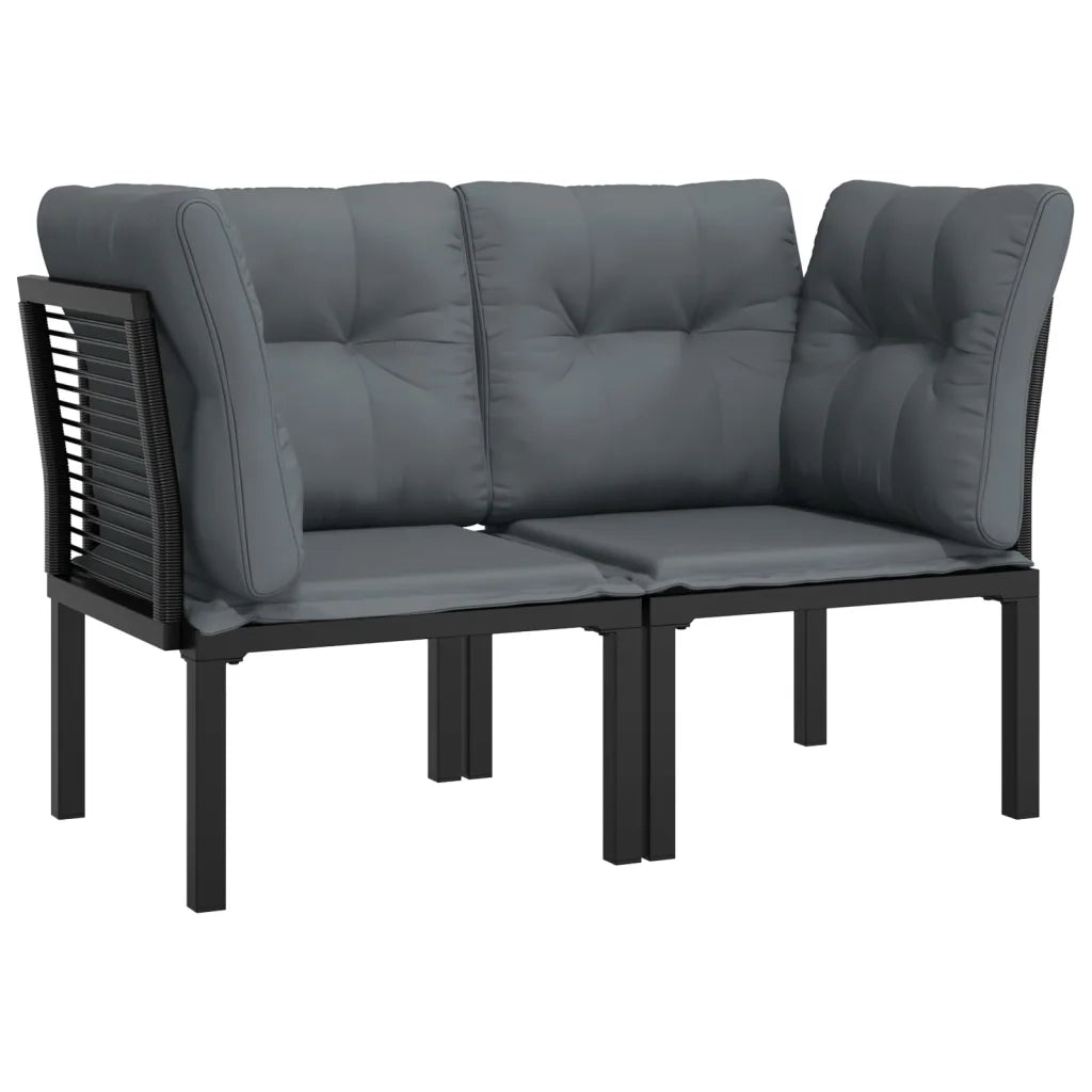 Poltrone Angolari Giardino Cuscini 2 pz Polyrattan Nero e Grigio CFW5853569