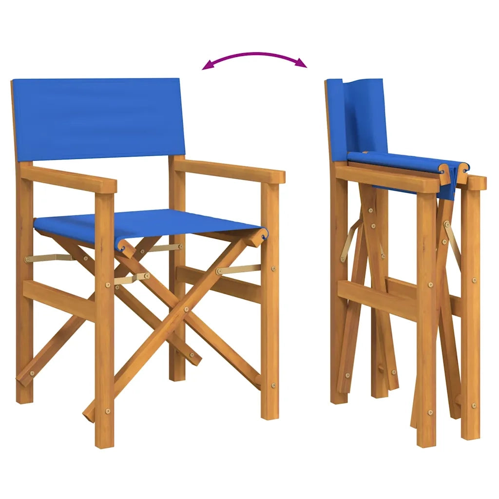 Sedia da Regista Pieghevole Blu in Legno Massello di Teak