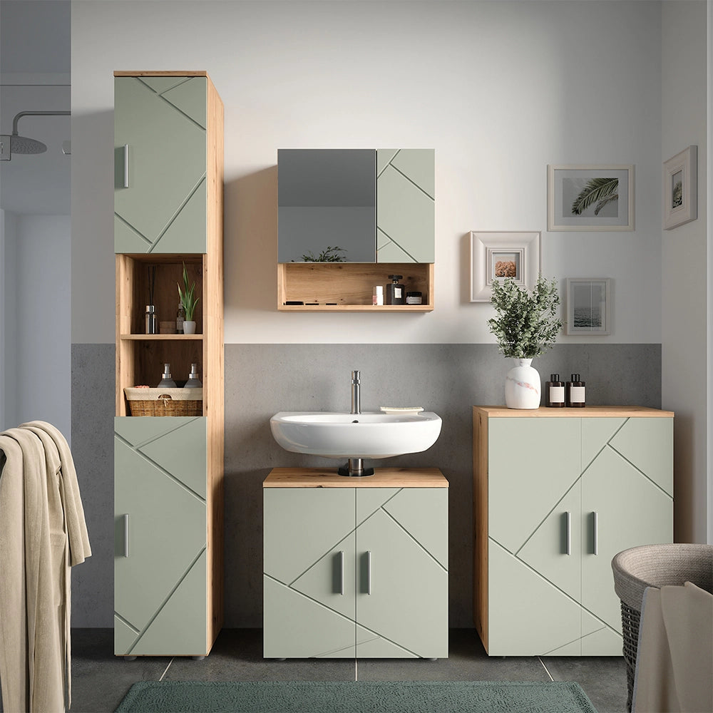 Vicco Set di mobili da bagno Verde salvia 4 parti
