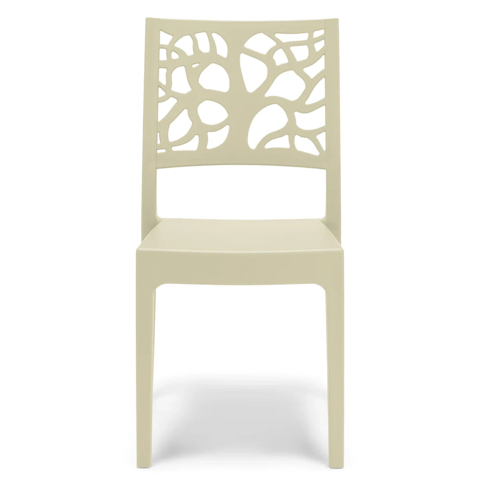 Set 4 sedie in polipropilene TETI, impilabile, resistente ai raggi UV, design moderno, ideale per sala da pranzo, cucina, sala d’attesa, bar, ristoranti o giardino, colore Sabbia