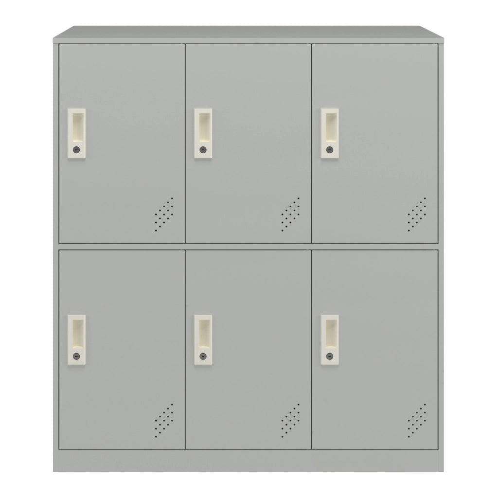 Armadio Casellario Rautavaara in Acciaio 6 Ante con Serratura 100 x 90 x 40 cm Grigio Pallido [en.casa]