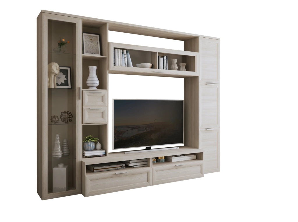 Mobile Soggiorno Carenno, Parete Attrezzata Modulabile, Marrone Olmo