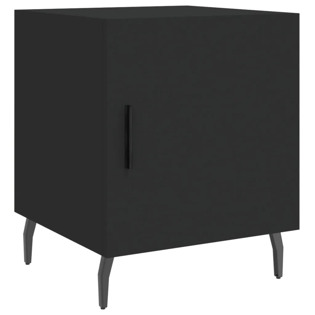 Set di 2 Comodini | Armadio da Notte | Mobiletto da notte Neri 40x40x50 cm in Legno Multistrato