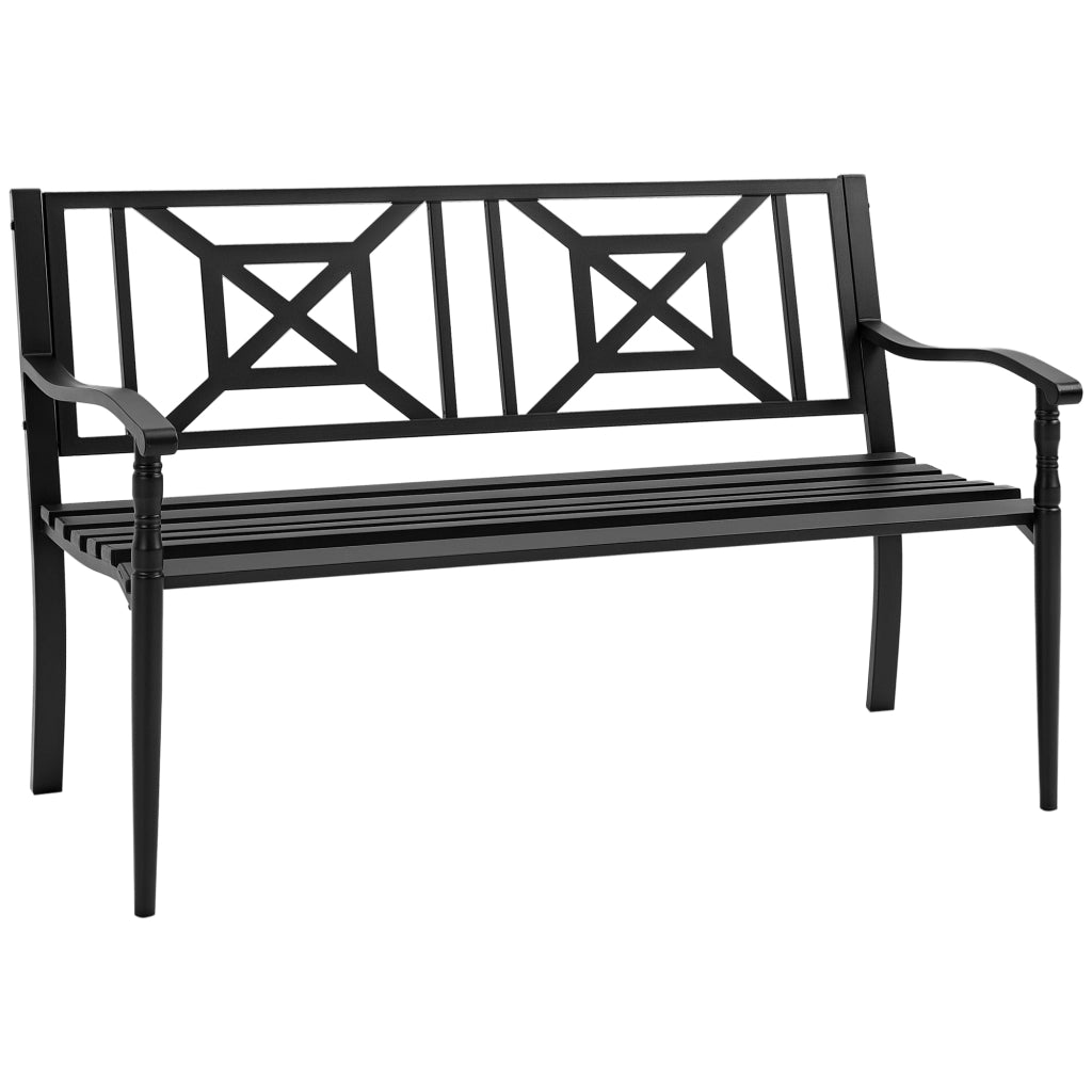 Panchina da giardino 2 posti ¨C zephmum ¨C acciaio nero 128x62.5x81.5 cm