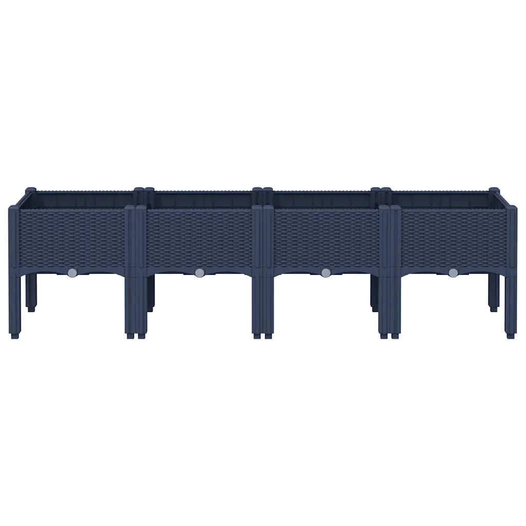 Fioriera da Giardino con Gambe Grigio Blu 160x40x42 cm in PP 367901