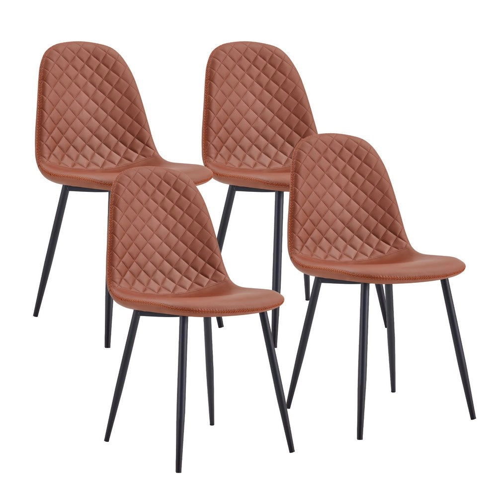 Set 4 Sedie 43x42x86 cm in Similpelle Trapuntata Bella Marrone