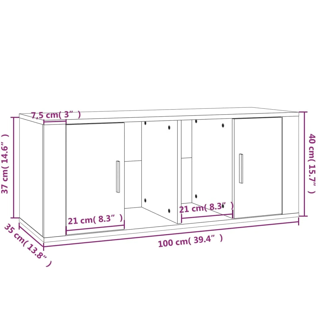 Mobile TV multimediale mensola TV credenza TV sala da pranzo soggiorno camera da letto Sonoma 100 x 35 x 40 cm legno ingegnerizzato grigio 02_0028330