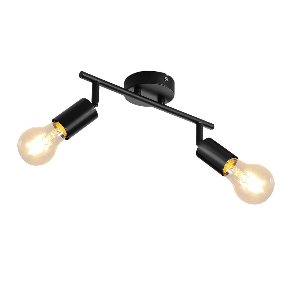 ZMH Faretto da soffitto LED neri 2 luci E27 girevoli 350° vintage stile industriale senza lampadina