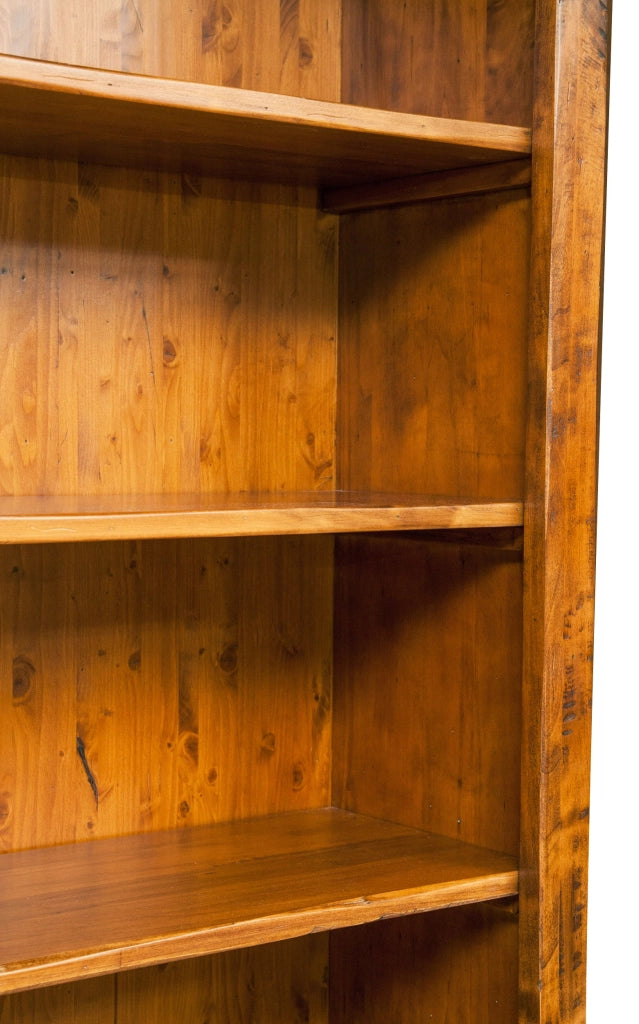 Biscottini Libreria in legno massello di tiglio finitura noce L108xPR38xH211 cm. Made in Italy