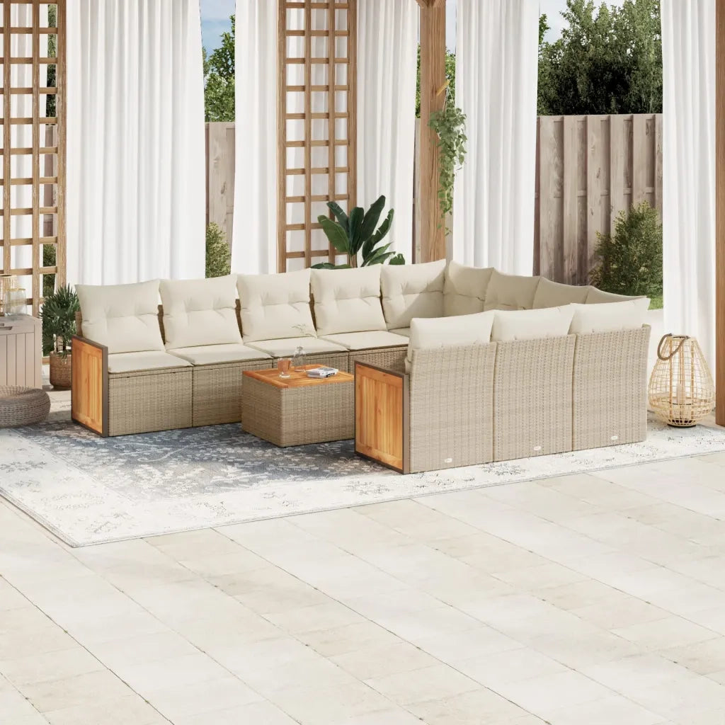 Set Divani da Giardino 11 pz con Cuscini Beige in Polyrattancod mxl 113607