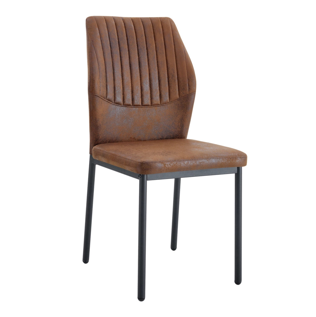 Set 4 sedie da pranzo moderne in tessuto marrone e nero con struttura in metallo