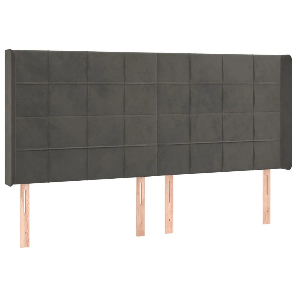 Testiera ad Orecchio GrigioScuro 203x16x118/128cm in Velluto cod mxl 38560