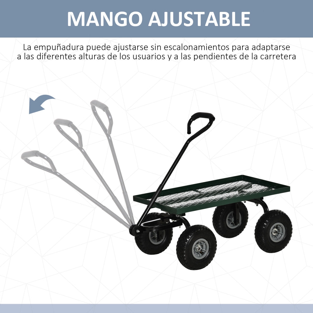 Carrello da Giardino ¨C Zephmum ¨C Verde e Nero 94x48.5x100 cm Acciaio