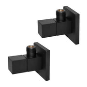Coppia valvole da arresto quadrate nero opaco attacchi 1/2G x 3/8G