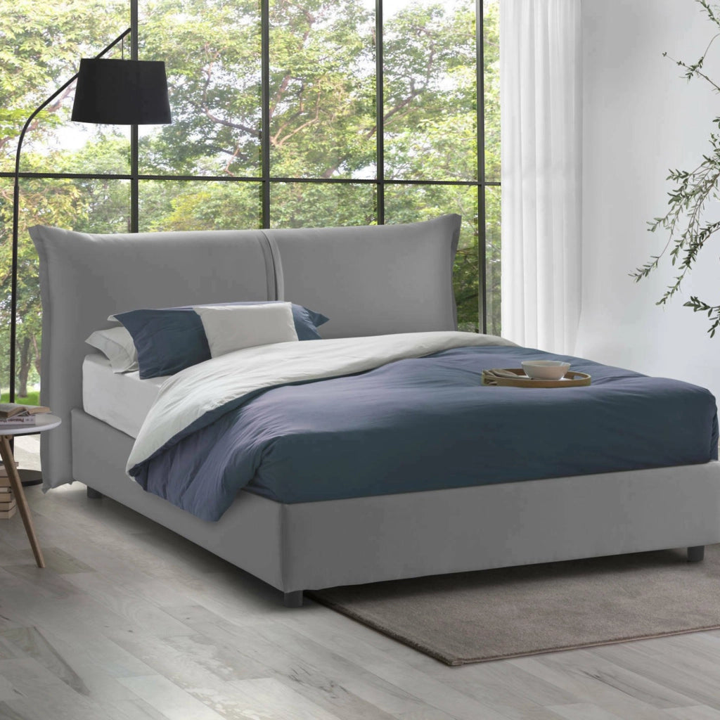 Letto Matrimoniale Aldus, Letto Matrimoniale Materasso Incluso Made in Italy, Grigio