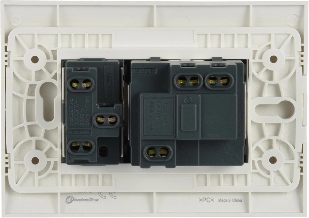 KIT PRESA BIVALENTE-DEVIATORE CON SUPPORTO E PLACCA ELECTRALINE Colore bianco - ELECTRALINE