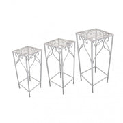 Set 3 Fioriere Vincent in Acciaio Bianco Antico