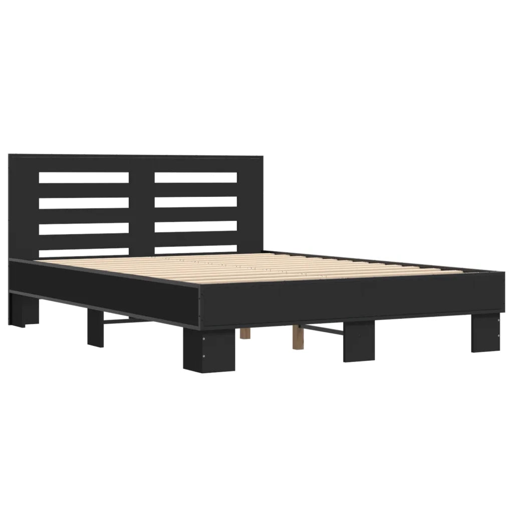 Giroletto Nero 140x200 cm in Legno Multistrato e Metallo 3280102