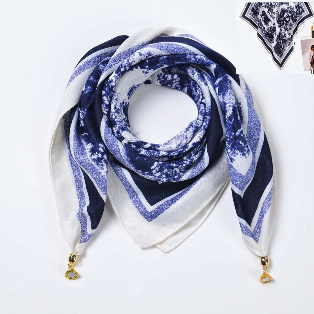 Sciarpa quadrata in cotone e lino/sciarpa di seta da donna con chiusura magnetica, versatile per la primavera e l'autunno, scaldacollo/sciarpa triangolare/sciarpa autunnale.