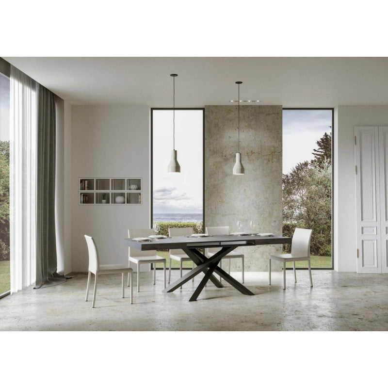 Tavolo allungabile 200/304x90 cm Volantis telaio Antracite - Cemento