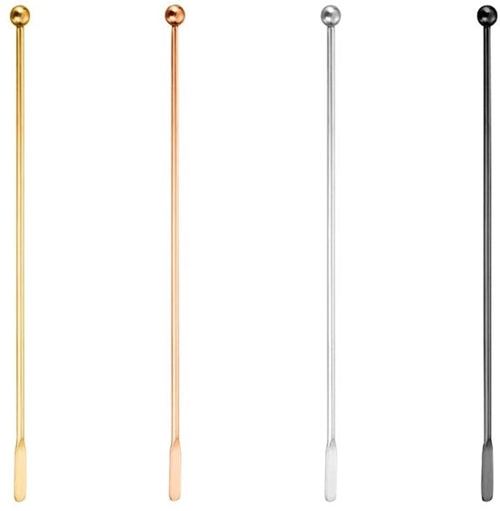 Set di spazzole per caffè 4 pezzi - Acciaio inossidabile - Riciclabile - Cocktail - Spazzole per caffè - Lunghezza 19 cm - Sicuro e ecocompatibile - Spazzole per cocktail