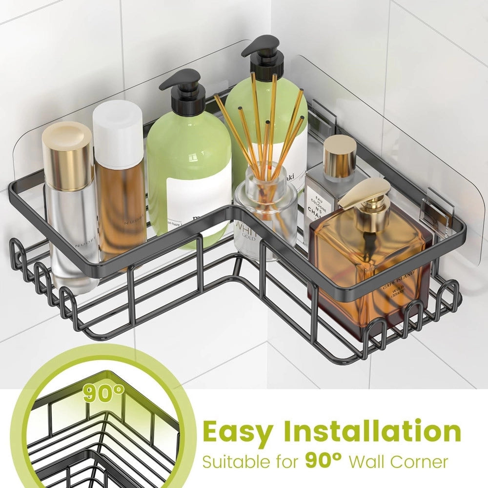 Trade Shop - Set 4pz Mensole Portaoggetti Angolari Portasapone In Acciaio Autoadesivo Per Bagno Doccia -