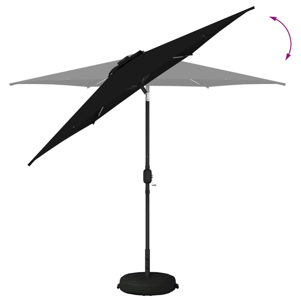 Parasol da Giardino con Luci LED 270 x 270 cm Poliestere Nero 42036263