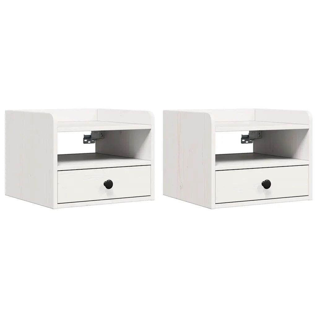 Comodino 2 pcs Bianco 38 x 36 x 29,5 cm Legno di pino massello 873514