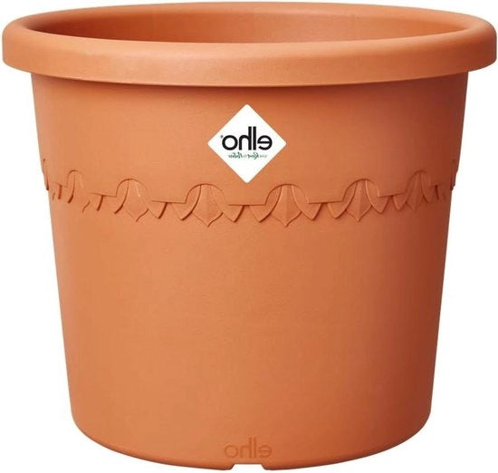 Cilindro Ruote per Pianta Esterna Grande in Plastica Riciclata al 100% Terra di Siena.