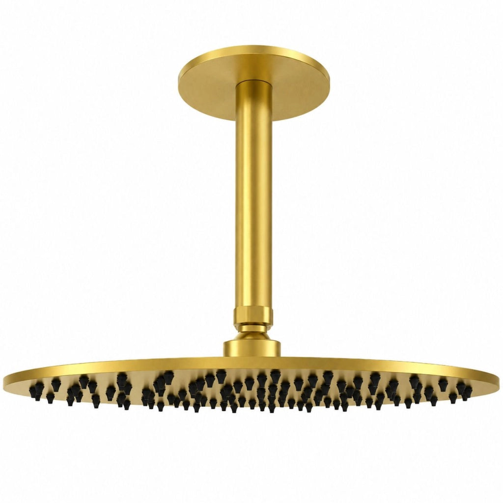 SINED Kit braccio soffione doccia a soffitto 30 cm in acciaio inox 316L colore oro KIT-SOFFITTO-SOFFIONE-LEVANTE-CORTO-30-ORO